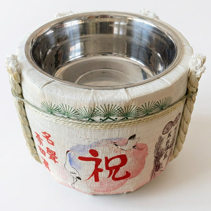 【2泊3日レンタル】 鏡開きお手軽セット「祝 鶴」 1斗空樽（受皿付）